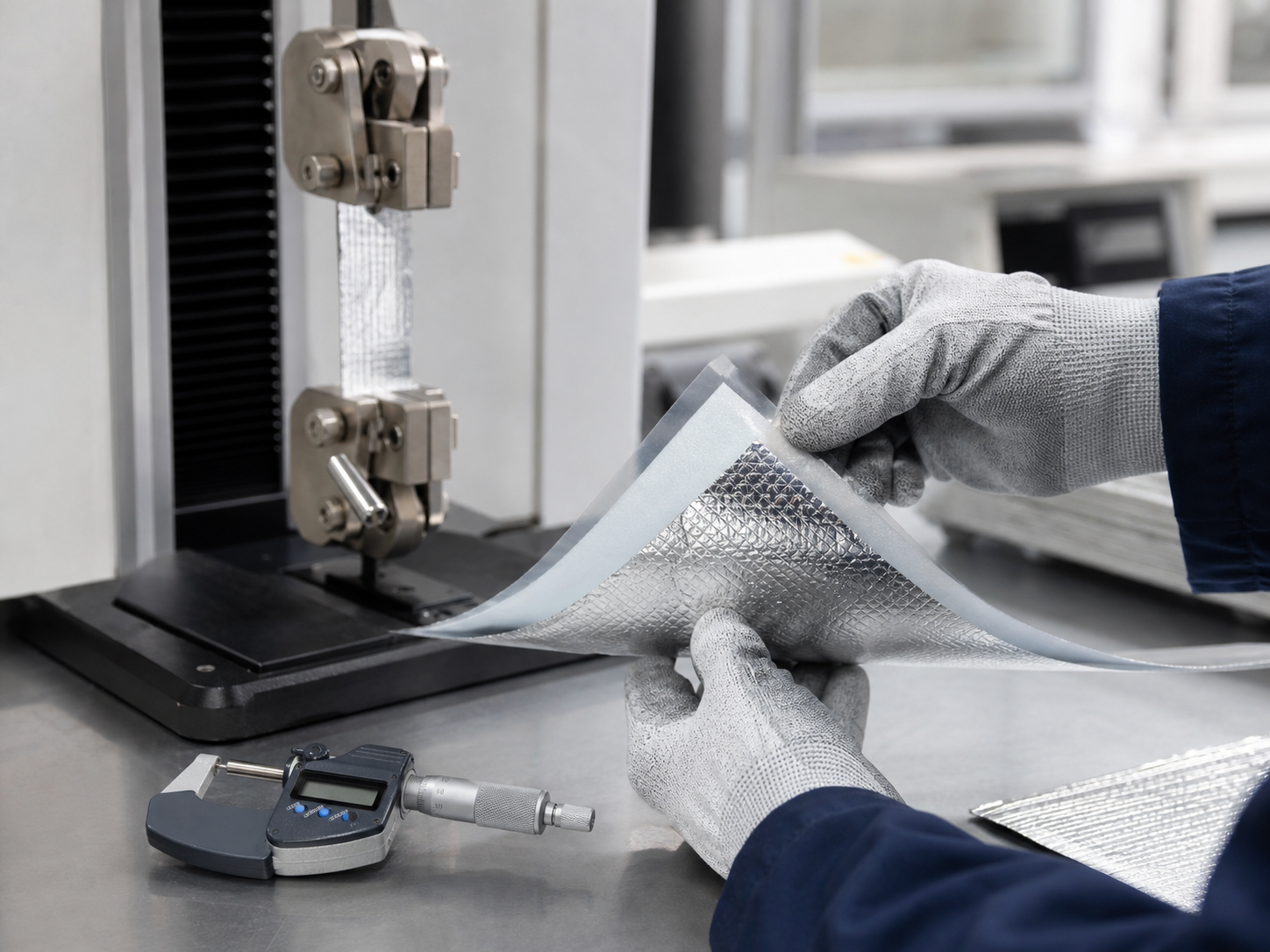 Reflective material sample under quality test